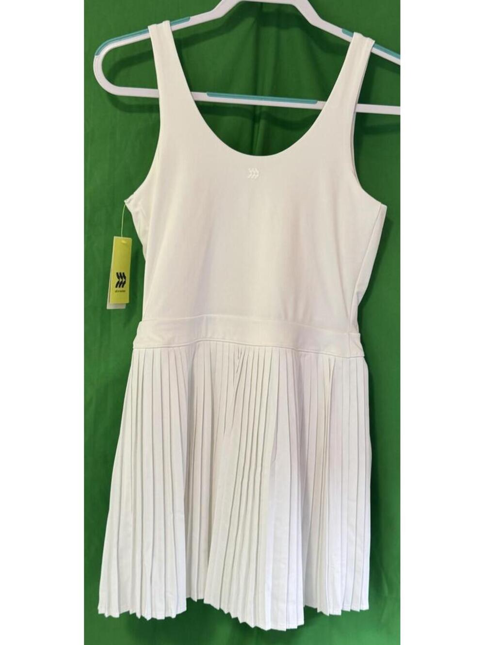 All in Motion White Pleated Tennis Dress Built in Shorts Shelf Bra Womens M - Picture 2 of 10